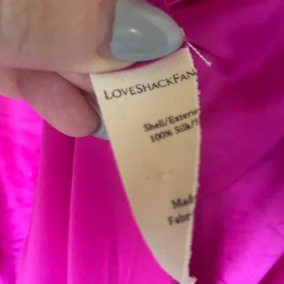Love Shack Fancy Luciole Dress in Electric Fuschia Silk - Picture 6 of 6